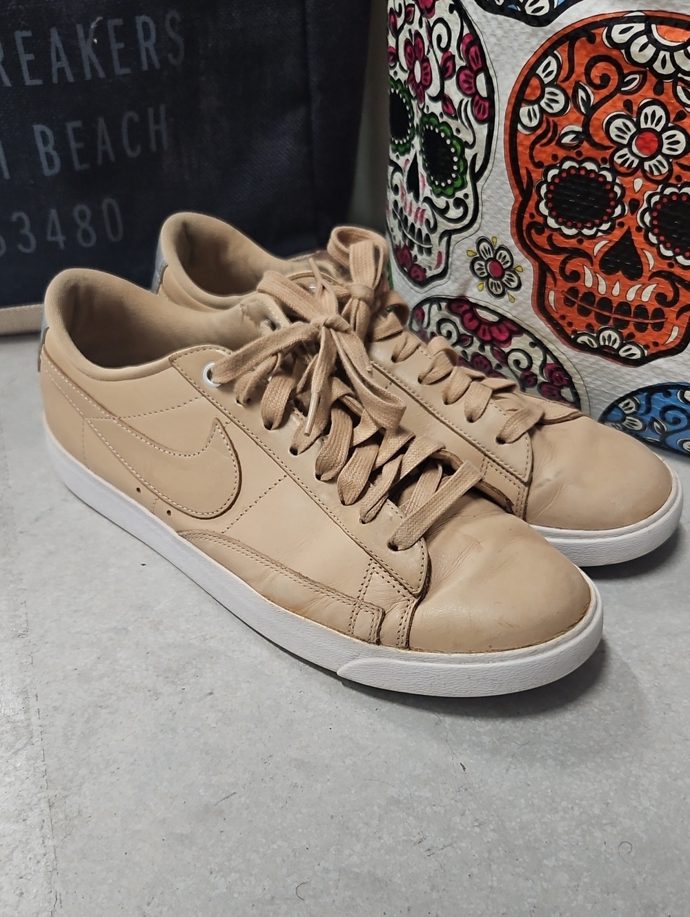 Womens Nike Blazer Low Bio Beige Leather Sneakers Size 10.5